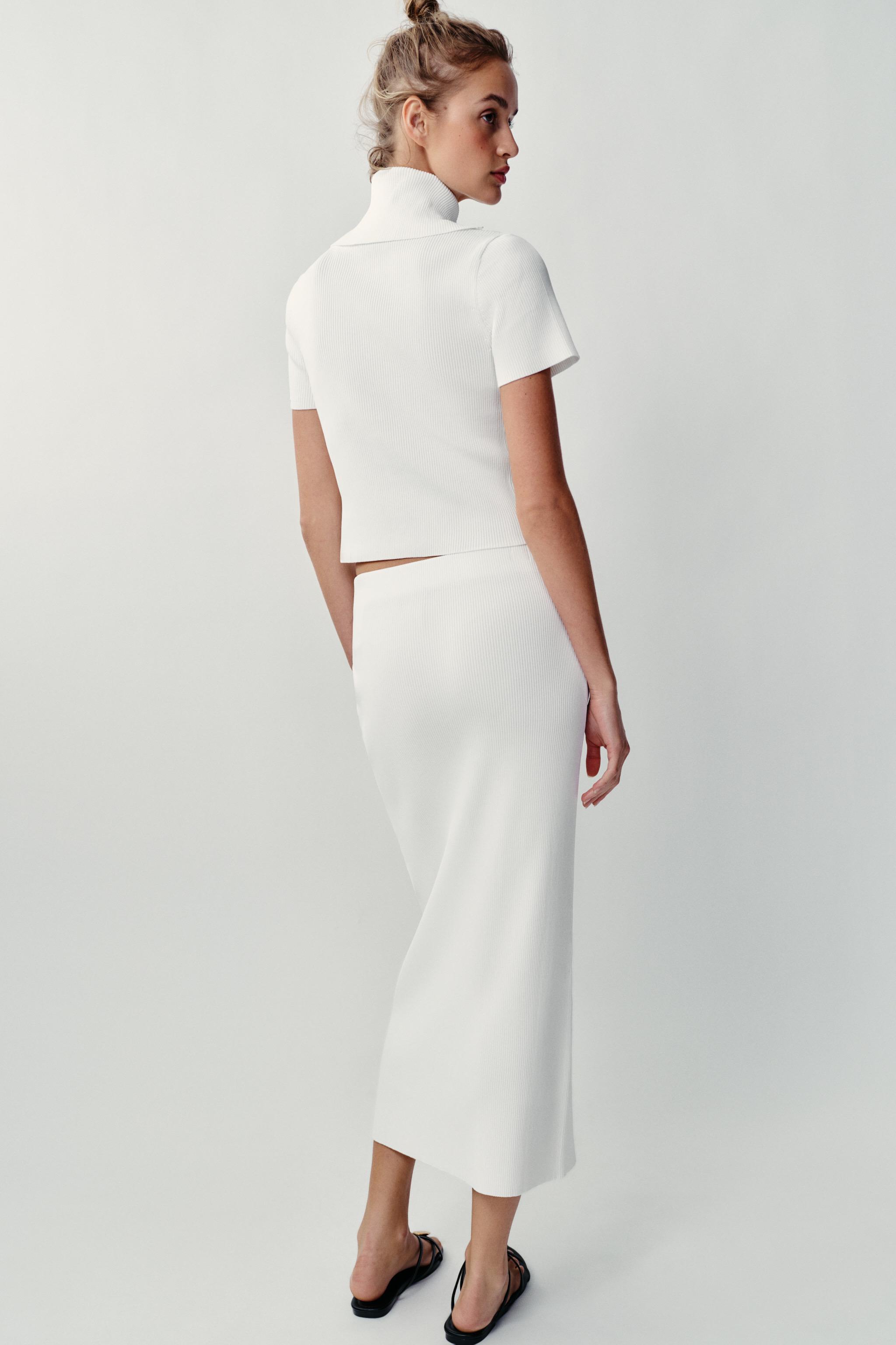 RIBBED KNIT MIDI SKIRT